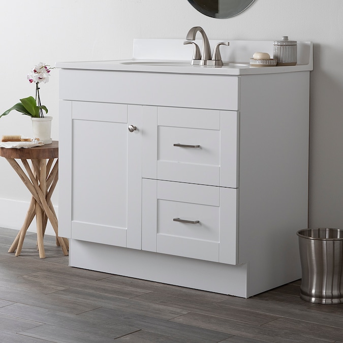 Project Source 36-in White Bathroom Vanity Base Cabinet without Top - Image 3