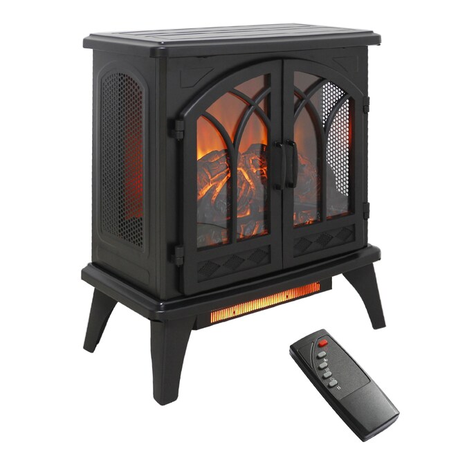 Bayfeve 23.7-in W Black Infrared Quartz Corner Electric Fireplace with Remote Control Included