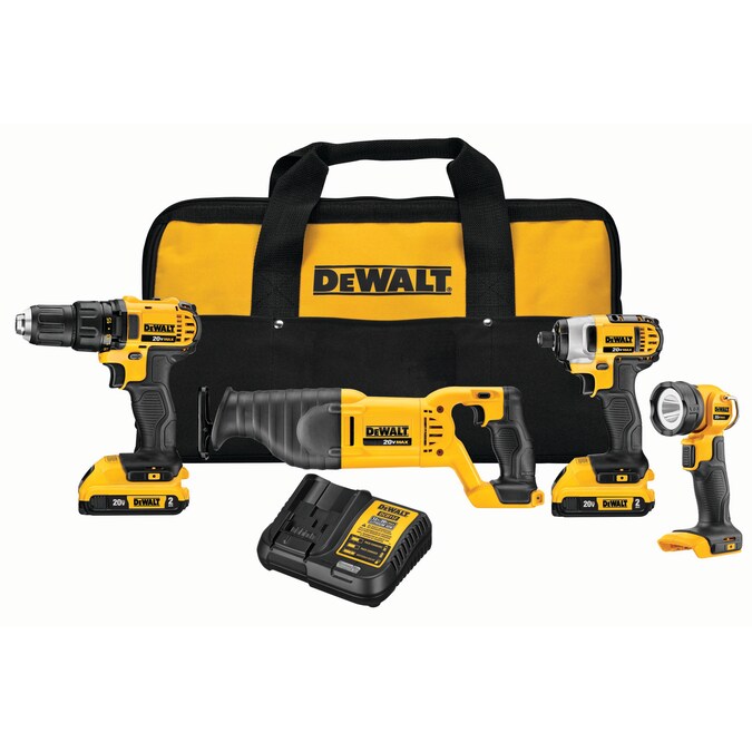 DEWALT 4-Tool 20-Volt Max Power Tool Combo Kit with Soft Case (2-Batteries and charger Included)