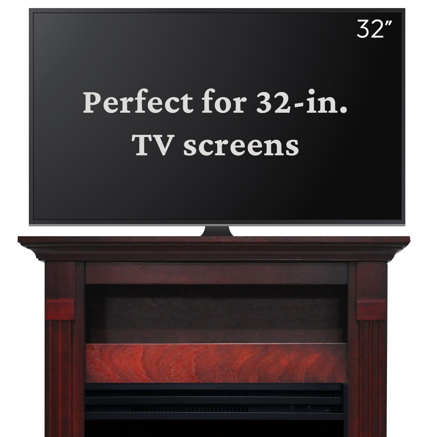 33.9-Inches W Cherry Free standing Fan-forced Flat wall Electric Fireplace with Remote Control Included - Image 7