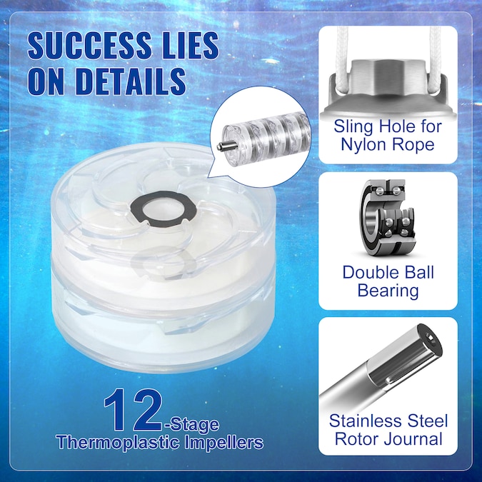 VEVOR 3-HP 230-Volt 37-GPM Stainless Steel Submersible Well Pump - Image 11