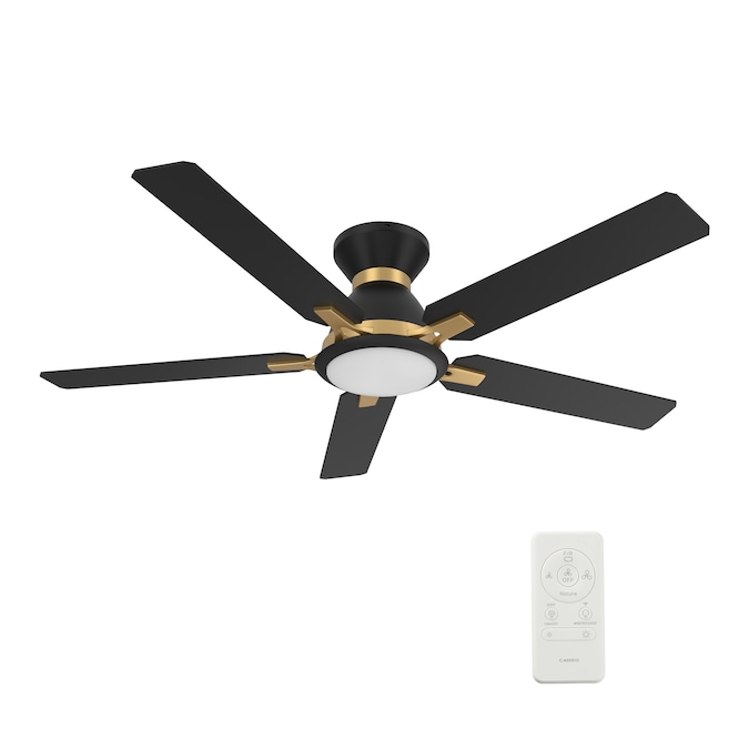 CARRO USA Essex 52-in Black Indoor/Outdoor Flush Mount Smart Ceiling Fan with Light and Remote (5-Blade)