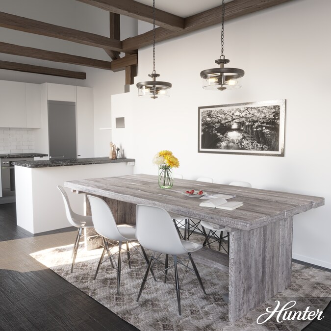 Hunter River Mill 2-Light 15-in Satin Brown Flush Mount Light - Image 3