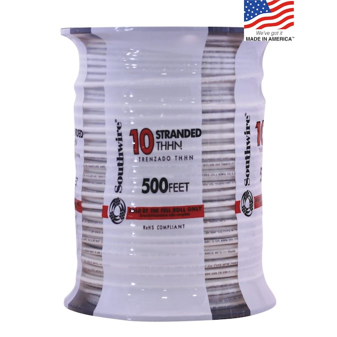 Southwire 500-ft 10-AWG White Stranded Copper Thhn Wire (By-the-roll)