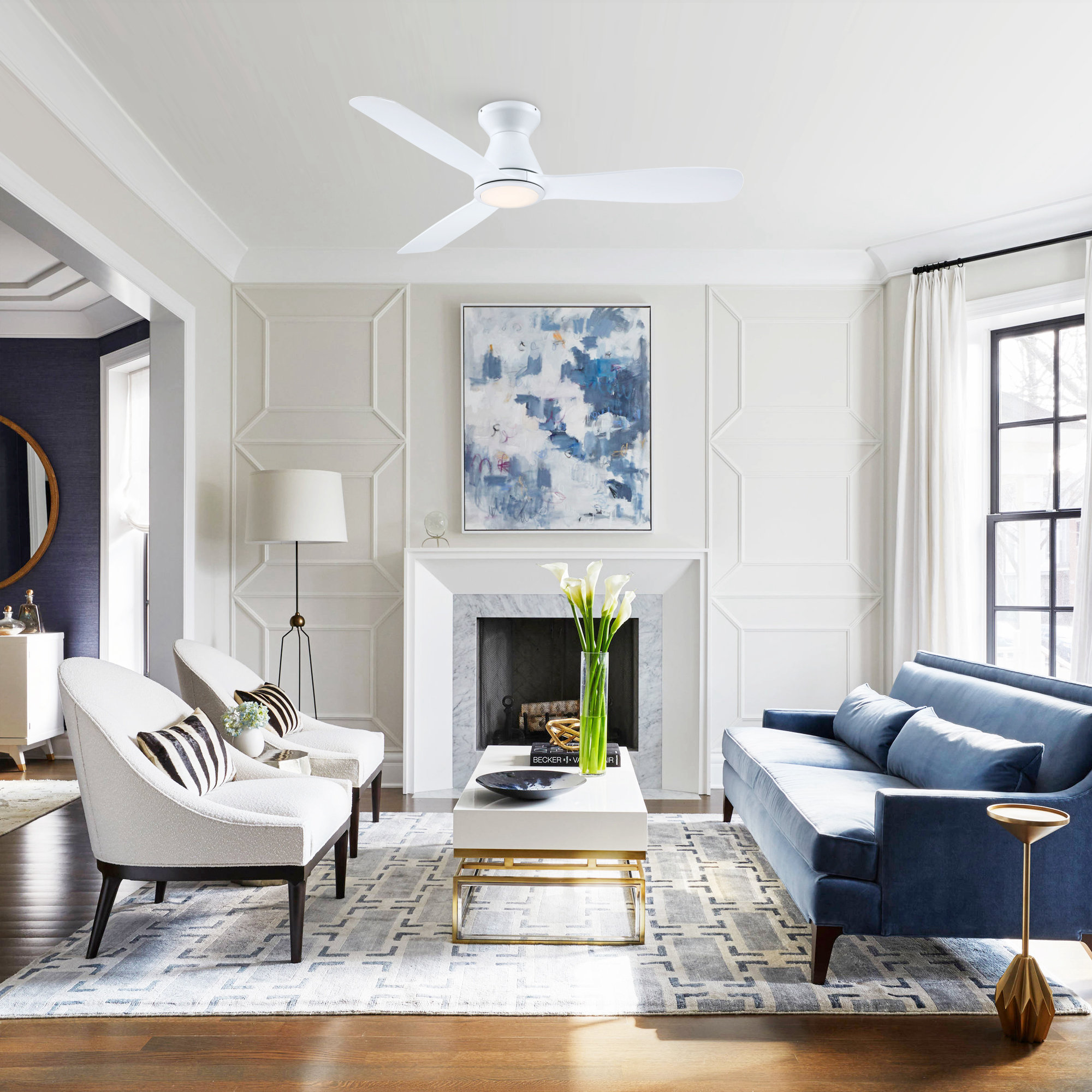 52-in Flush Mount White with White Blades Chandelier Ceiling Fan With Light - Remote Included ( 3 -Blade ) - Image 10