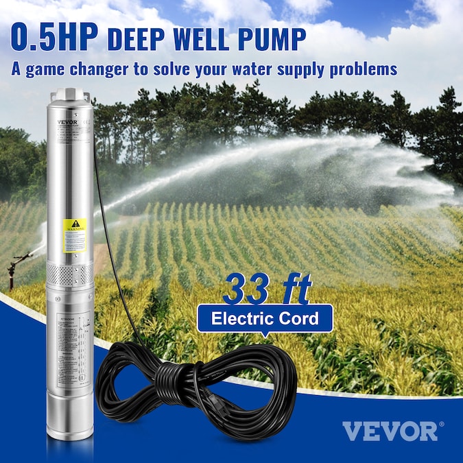 VEVOR 1/2-HP 115-Volt 28-GPM Stainless Steel Submersible Well Pump - Image 3
