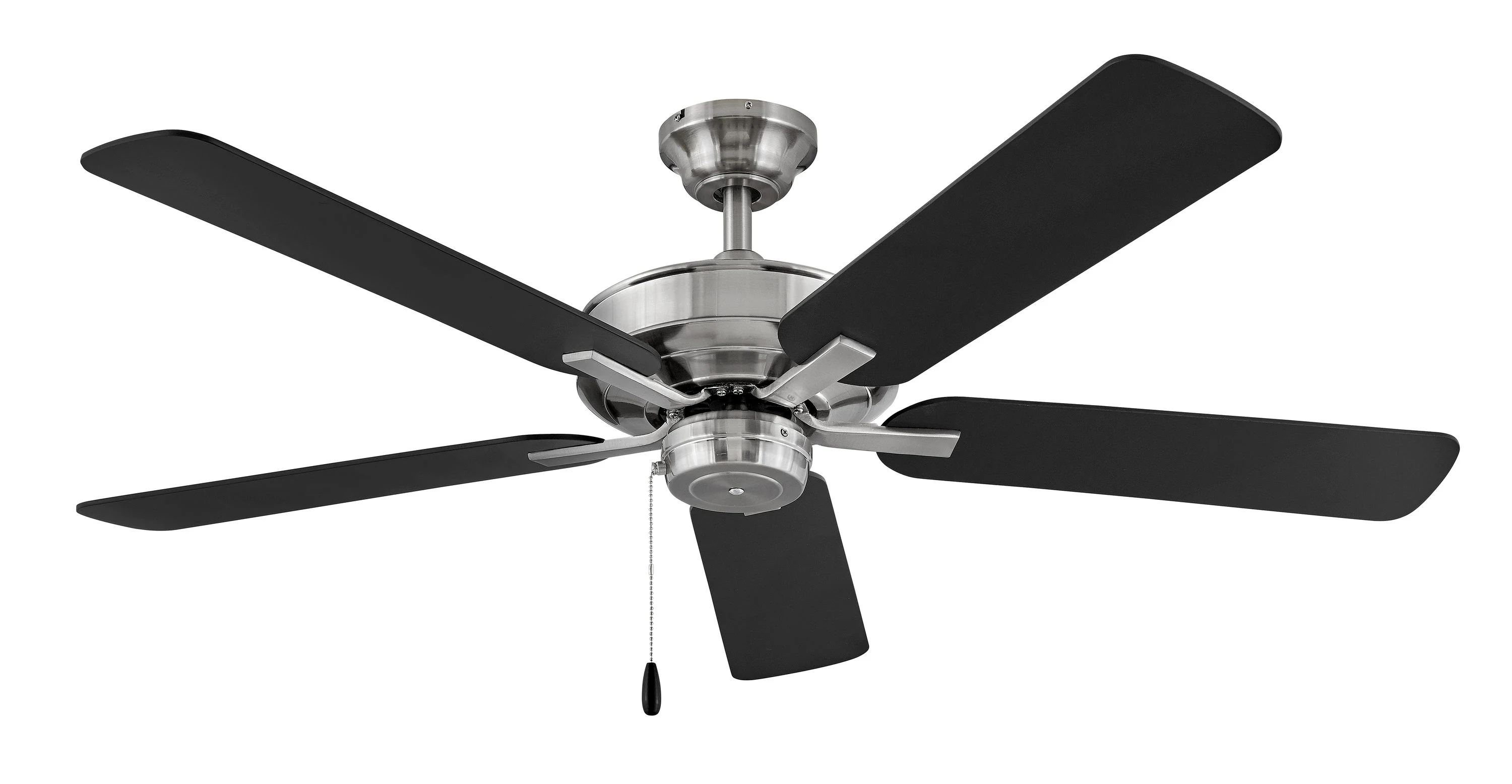 Metro 52-in Smart Brushed Nickel with Matte Black, Silver Blades Ceiling Fan Light Kit Compatible ( 5 -Blade )