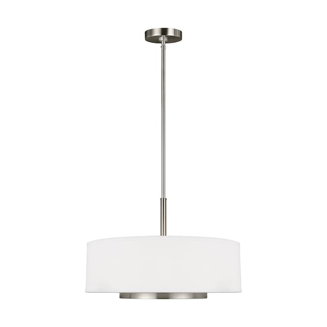 Generation Lighting Nance 3-Light Brushed Nickel Transitional Etched Glass Drum Medium Outdoor Hanging Pendant Light