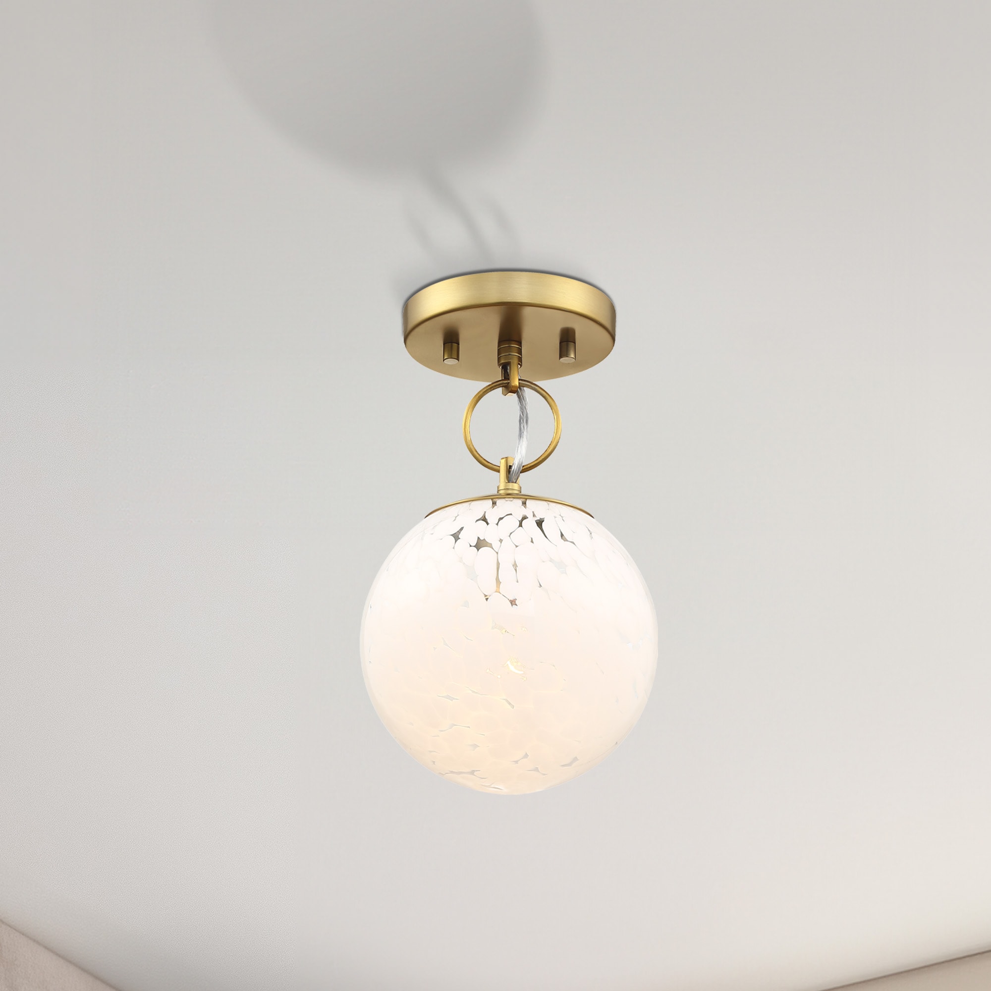 Wine Flower 1 -Light 7-in Brushed Gold Semi Flush Mount Light