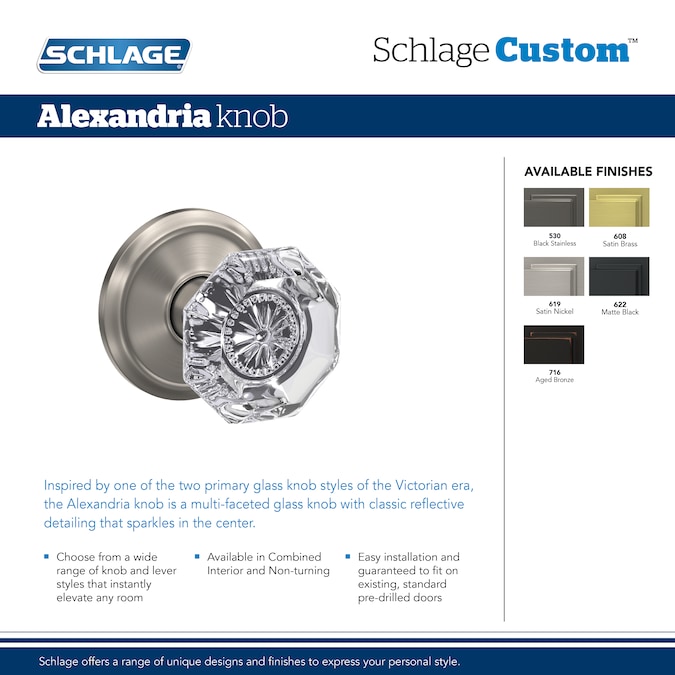 Schlage Custom Alexandria- Camelot Aged Bronze Interior Bed/Bath Hall/Closet Combined Door Knob - Image 3