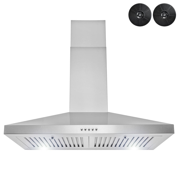 AKDY 30-in 217-CFM Convertible Stainless Steel Wall-Mounted Range Hood with Charcoal Filter