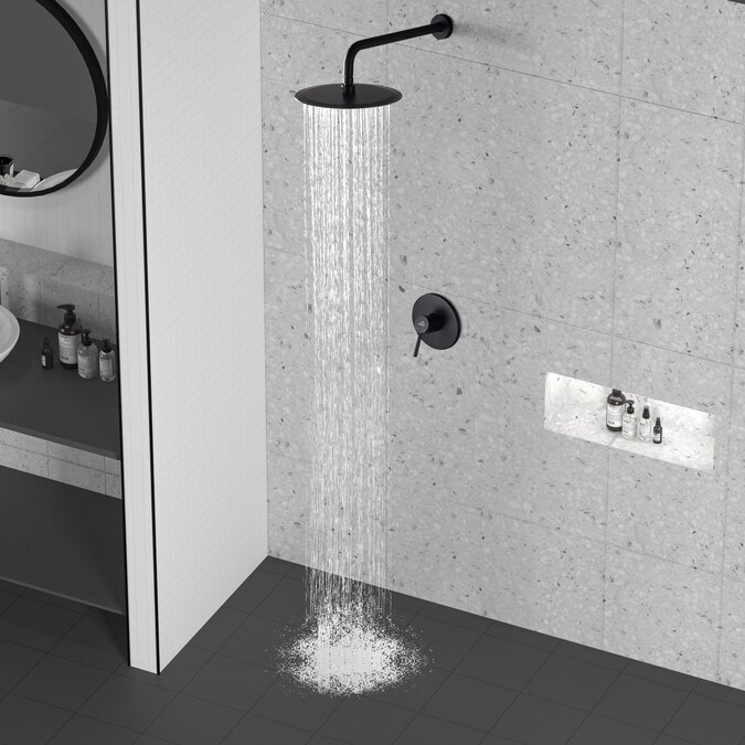 CASAINC Black 1-handle Single Function Round Shower Faucet Valve Included - Image 3