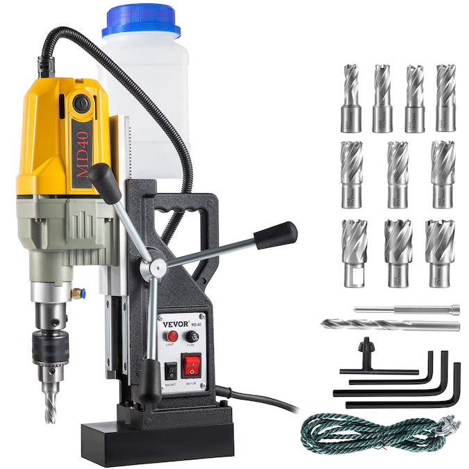 VEVOR 1100W Mag Drill Press 12 Bits 10-Amp 1-Speed Bench Drill Press