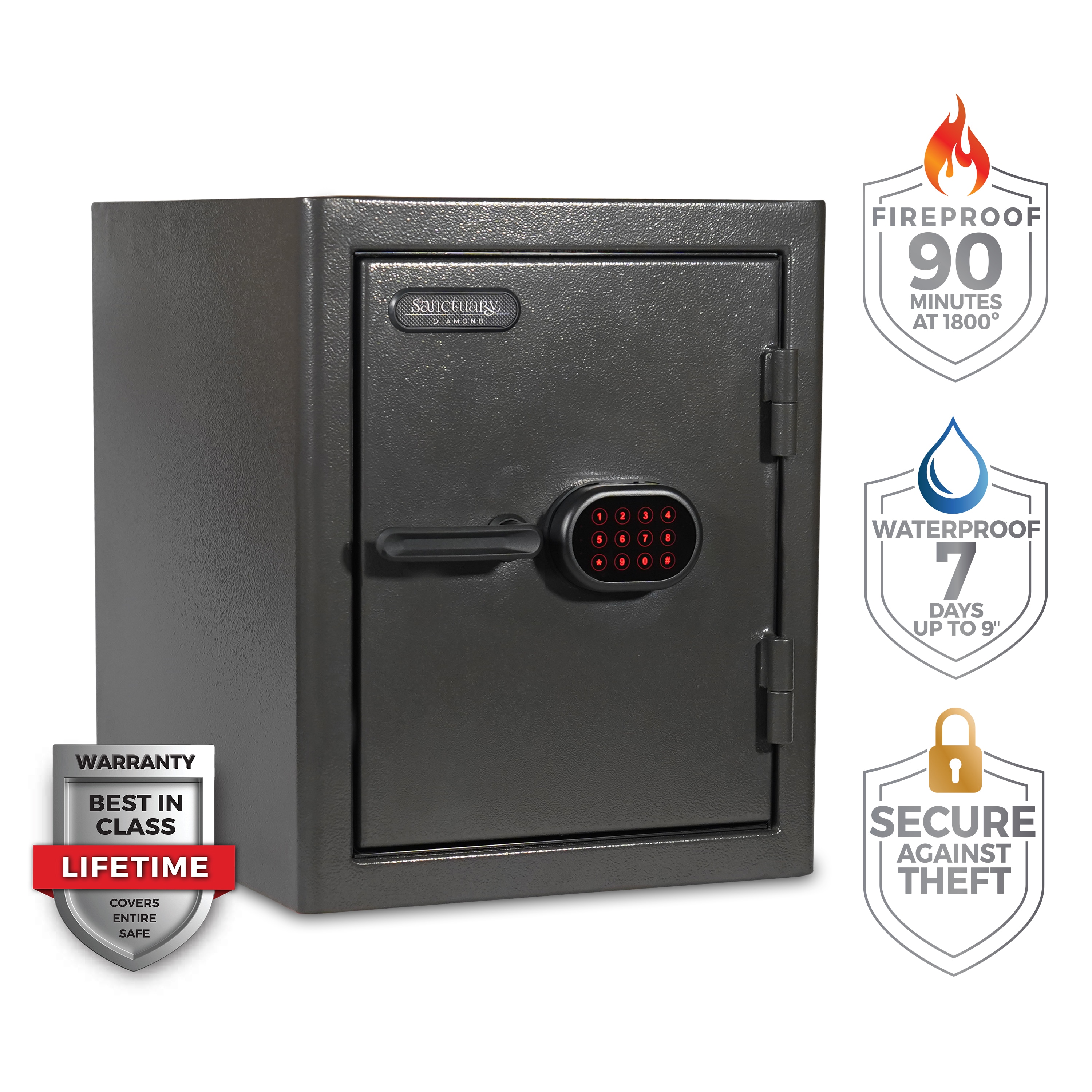 2.2-cu ft Fireproof , Waterproof Home safe with Electronic/Keypad Lock