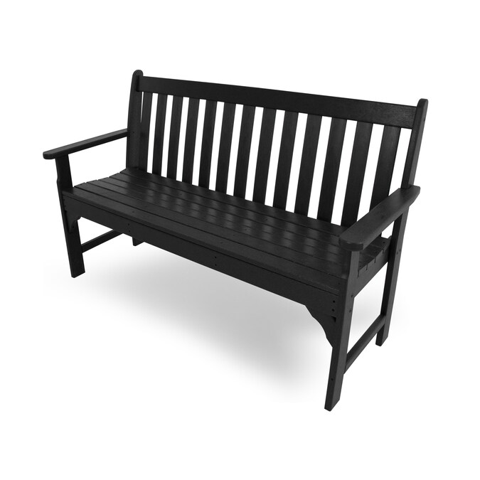 POLYWOOD Vineyard 60.5-in W x 35.25-in H Black Plastic Garden Bench