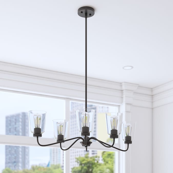 Project Source Traywick 6-Light Satin Bronze Transitional LED Dry rated Chandelier