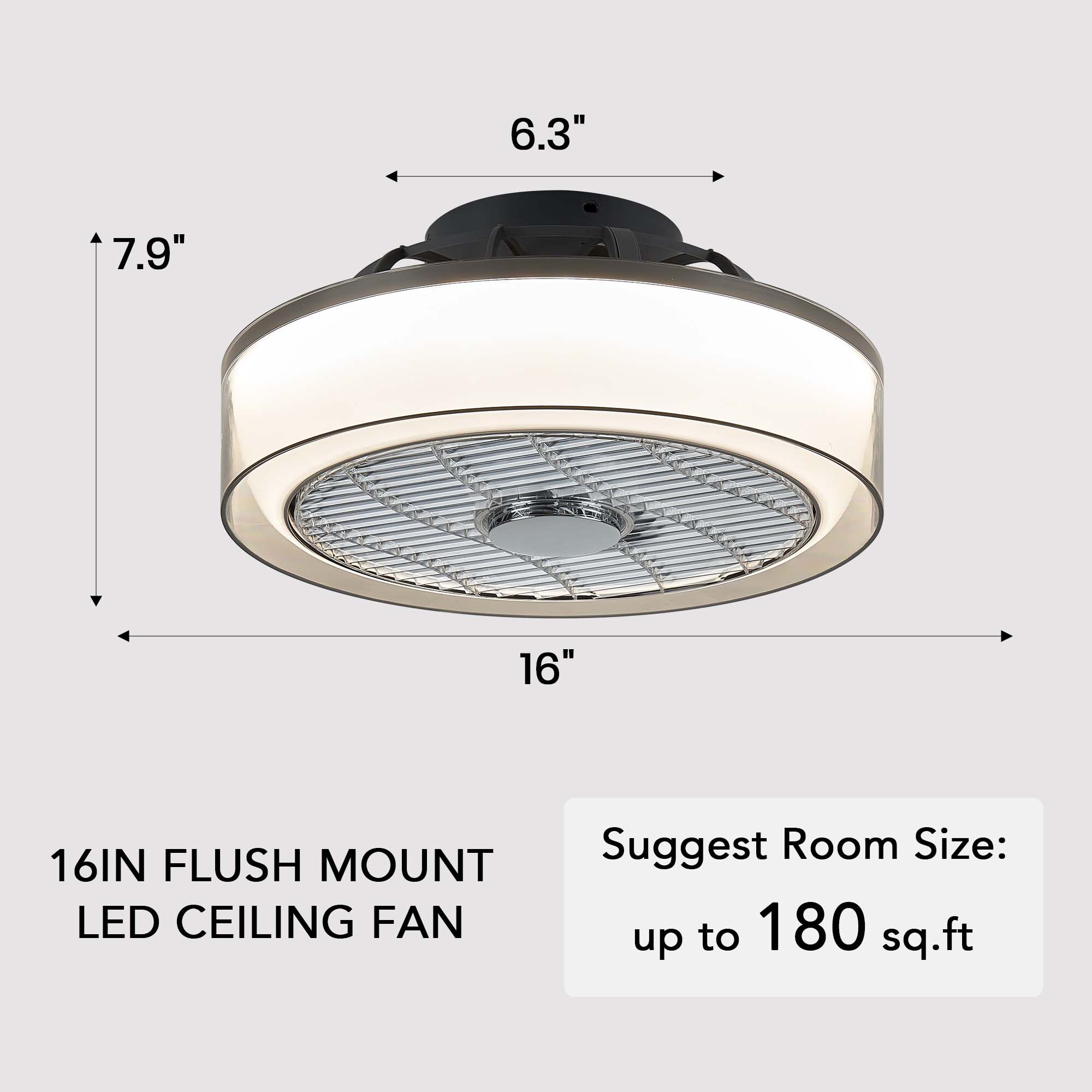 16-in Color-Changing Integrated LED Flush Mount Smart Farmhouse LED Enclosed Smoky Gray with ABS Blades Bladeless Ceiling Fan With Light - Remote Included ( 5 -Blade ) - Image 10