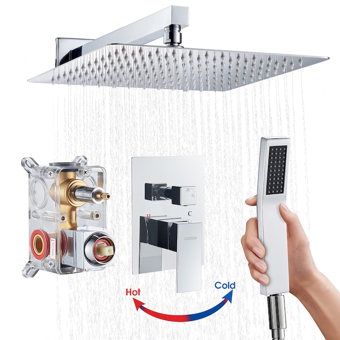 Cobbe Chrome 12-in Built-In Shower Faucet System with 2-way Diverter (Pressure-balanced Valve Included)