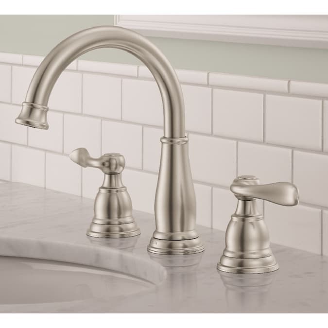 Delta Windemere Brushed Nickel Widespread 2-Handle WaterSense Bathroom Sink Faucet with Drain