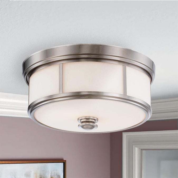 Minka Lavery Harbour Point 2-Light 13.5-in Polished Nickel Flush Mount Light