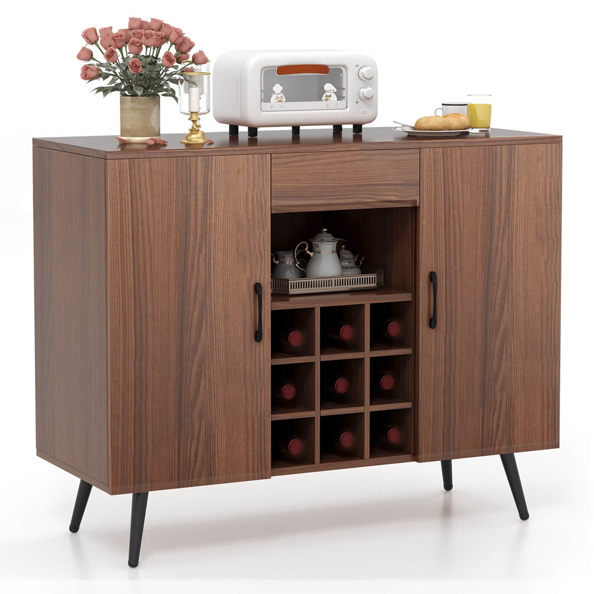 16-Inches W x 31-Inches H MDF Walnut Freestanding Utility Storage Cabinet