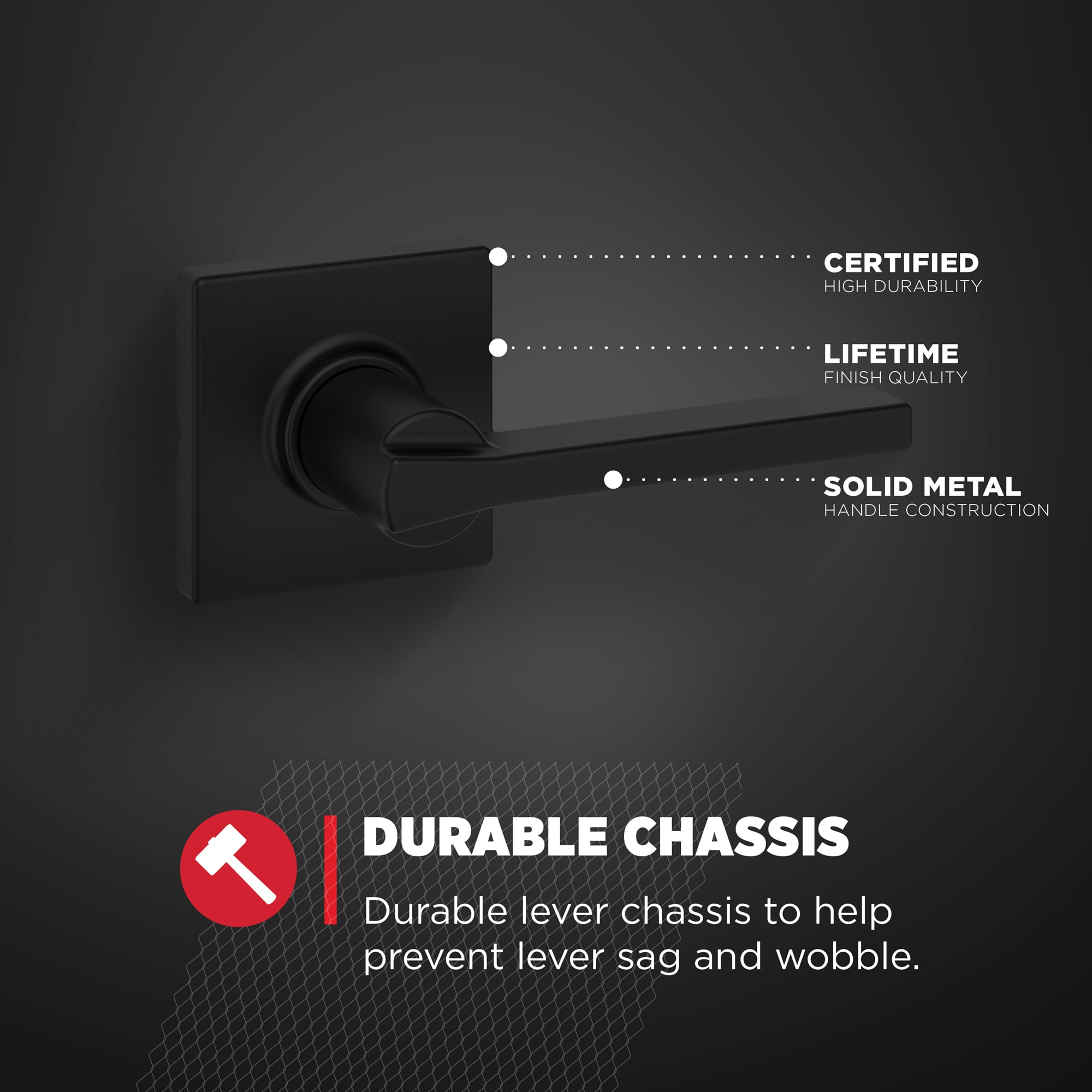 Casey Matte Black Interior Hall/Closet Passage Door Handle Contractor pack 10 -Pack - Image 5