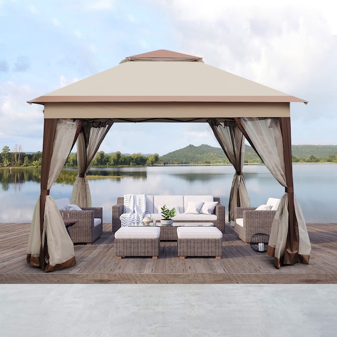 CASAINC 11-ft x 11-ft Square Brown Pop-up Canopy - Image 8