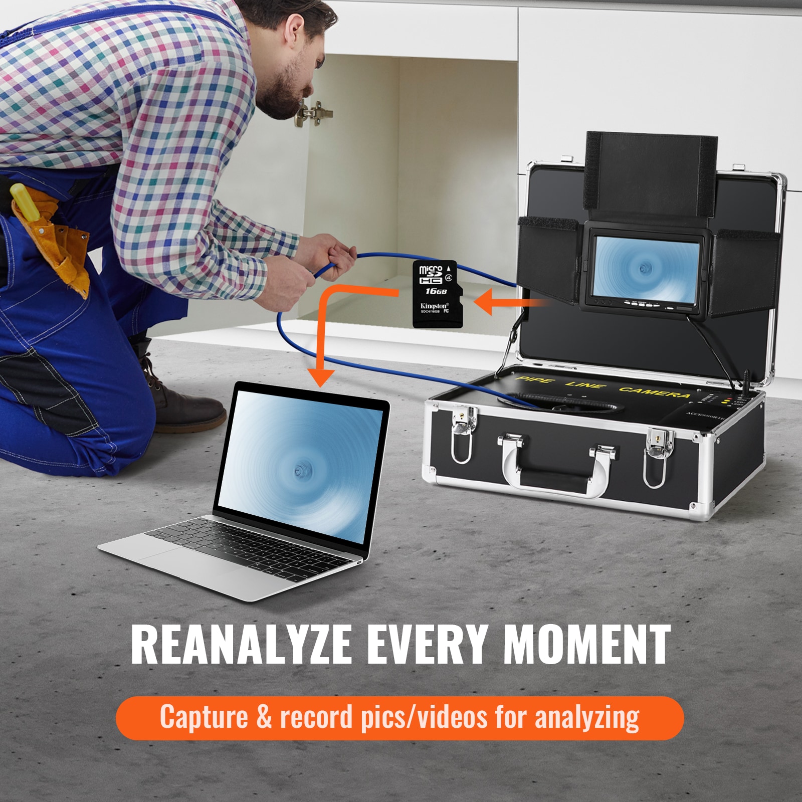 Sewer Camera Pipe Inspection Camera 7-inch 480p Screen Pipe Camera 131ft - Image 7