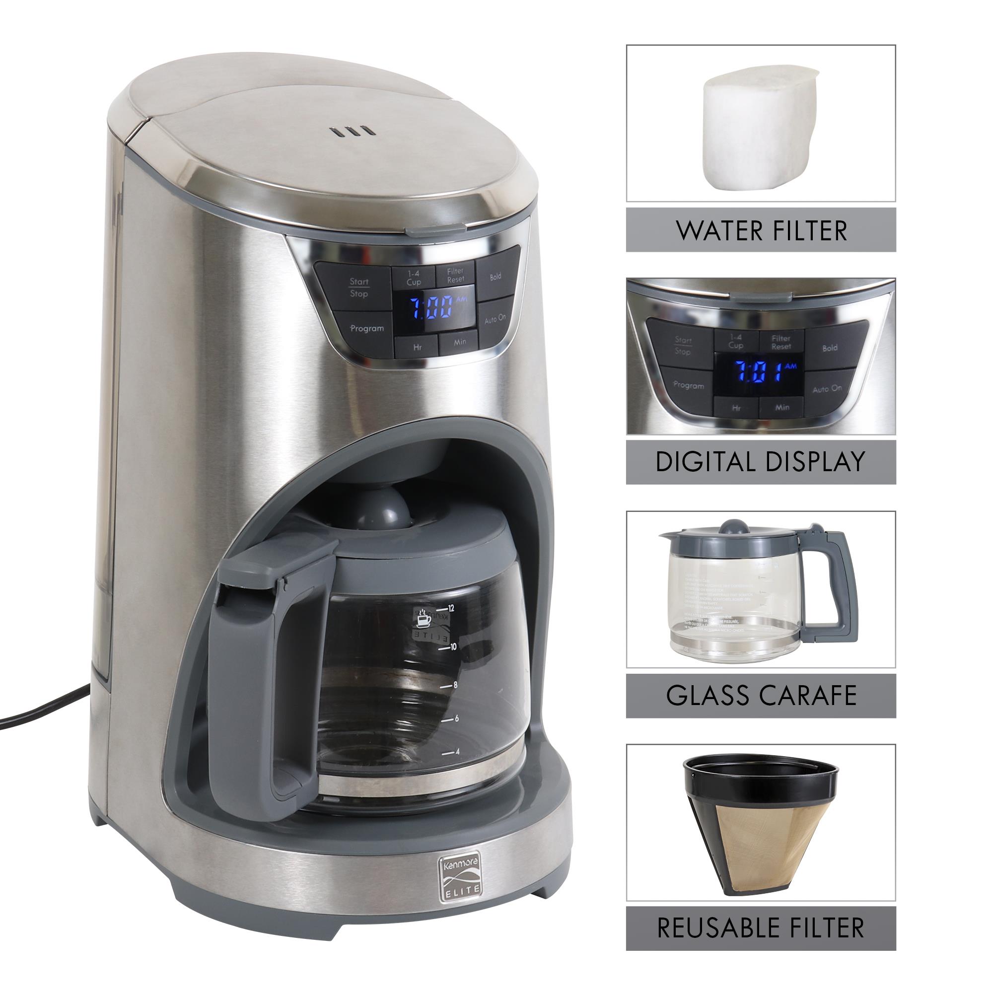 Elite Programmable, Aroma Control, Bold Brew 12 -Cup Programmable Commercial/Residential Drip coffee maker with Automatic Shut-Off ( Stainless Steel ) - Image 6