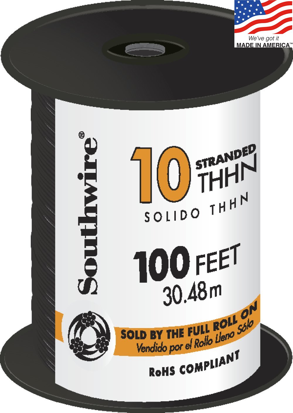 100-ft 10 -AWG Black Stranded Copper THHN wire ( By-the-roll )