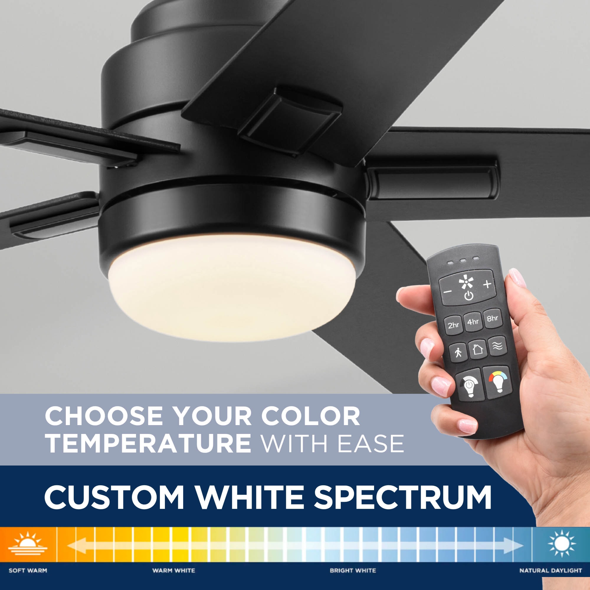 Flanagan III 52-in Color-Changing Integrated LED Outdoor Matte Black with Black/Driftwood Blades Ceiling Fan With Light - Remote Included ( 5 -Blade ) - Image 6