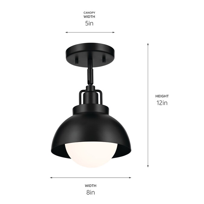 Kichler Niva 1-Light Black Semi mount light - Image 9