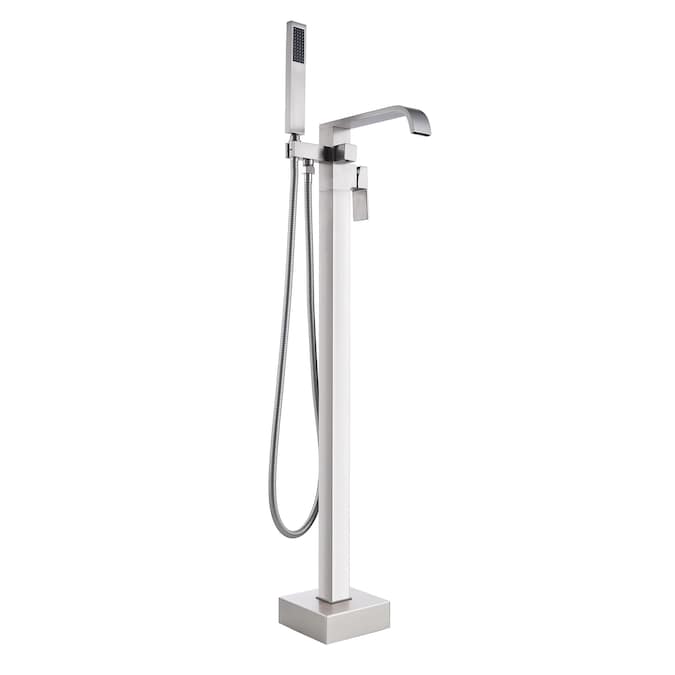 LANBO Brush Nickel 1-handle Freestanding Mid-arc Bathtub Faucet with Hand Shower (Valve Included)