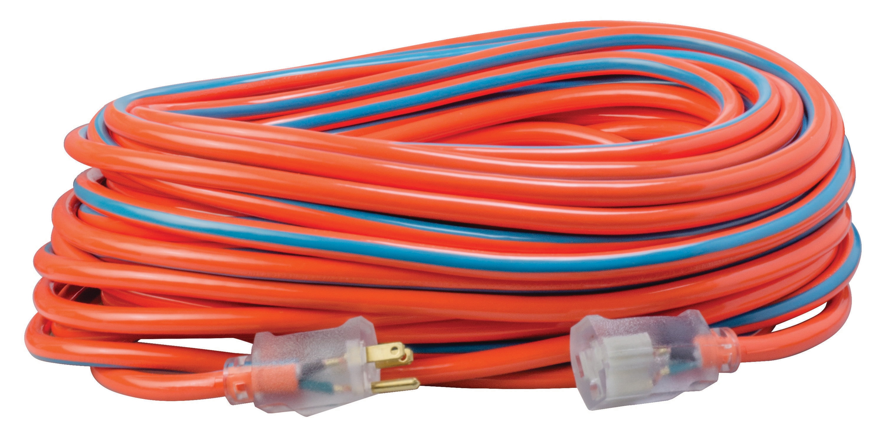 Stripes and Cool Colors 100-ft 12 / 3 3 Prong Orange, Blue Outdoor SJTW Heavy Duty Lighted Extension Cord