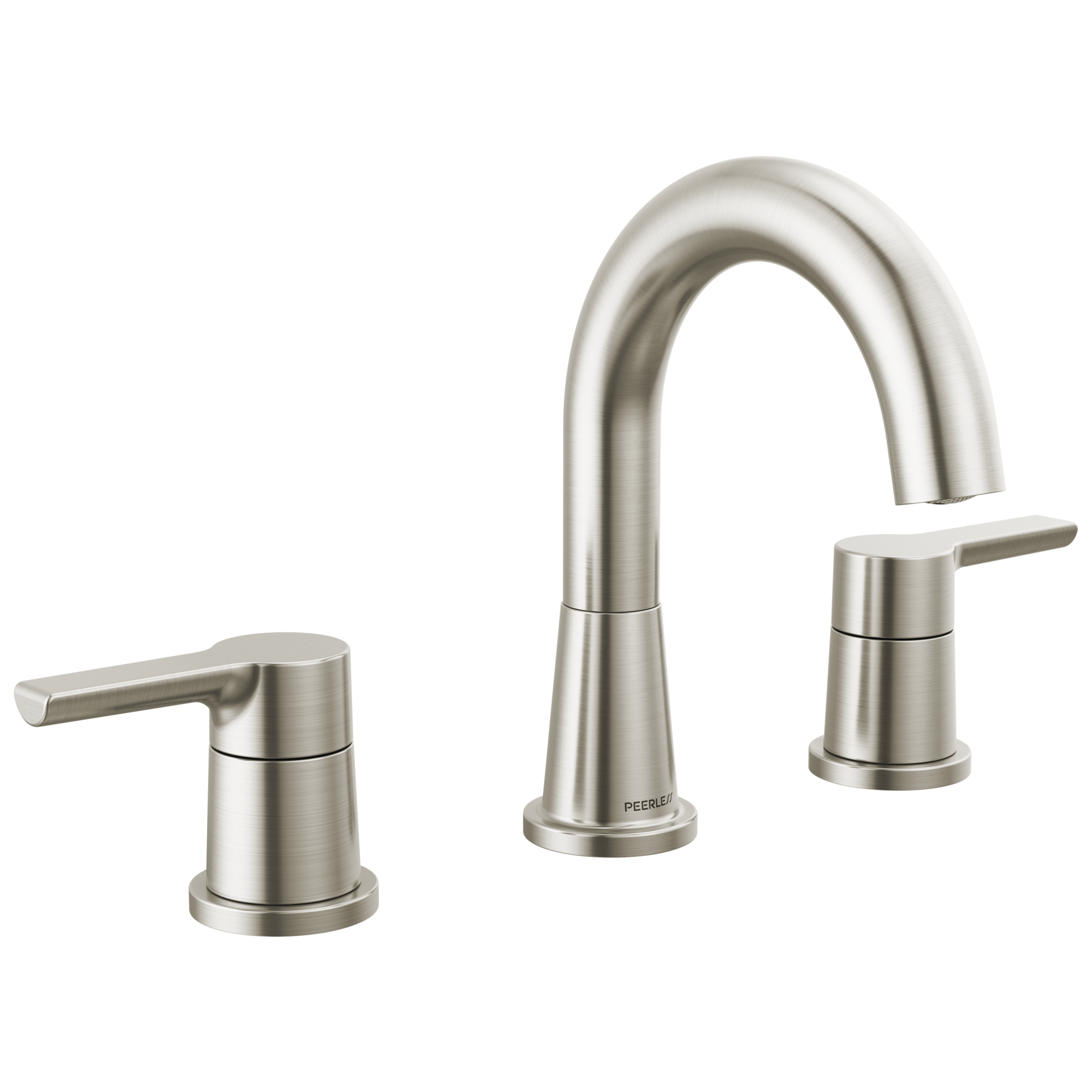 Flute Brushed Nickel Widespread 2-handle WaterSense High-arc Residential Handle Bathroom Sink Faucet with Drain
