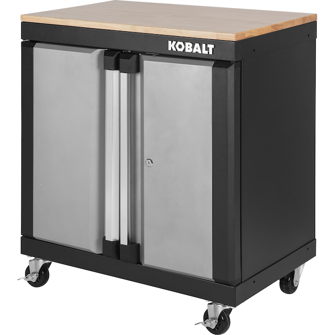 Kobalt 28-in W x 32.8-in H x 18.5-in D Freestanding Steel Garage Cabinet in Silver