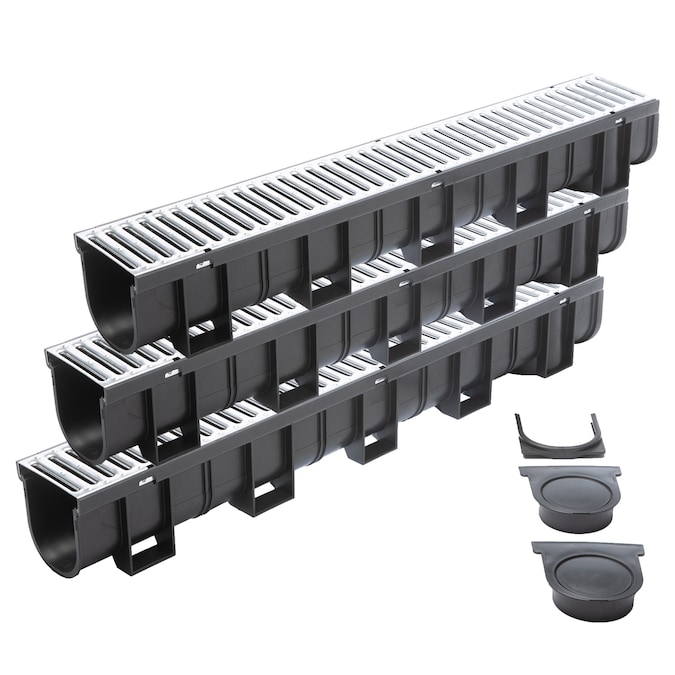 U.S. Trench Drain 39-in L x 5-1/4-in W x 5-3/4-in dia Deep Series Channel Drain Kit 3-Pack