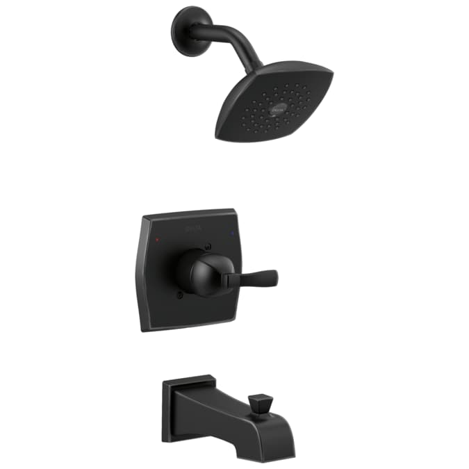 Delta Flynn Matte Black 1-handle Single Function Round Bathtub and Shower Faucet Valve Included