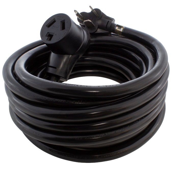AC WORKS 25ft NEMA 10-30 Cord 25-ft 10/3 3 Prong Black Indoor/Outdoor STW Heavy Duty Appliance Extension Cord