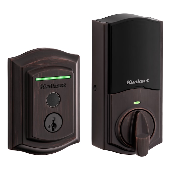 Kwikset Halo Fingerprint Venetian Bronze Smart Lock Electronic Deadbolt with Wifi Smartkey Fingerprint Touchscreen No Keypad