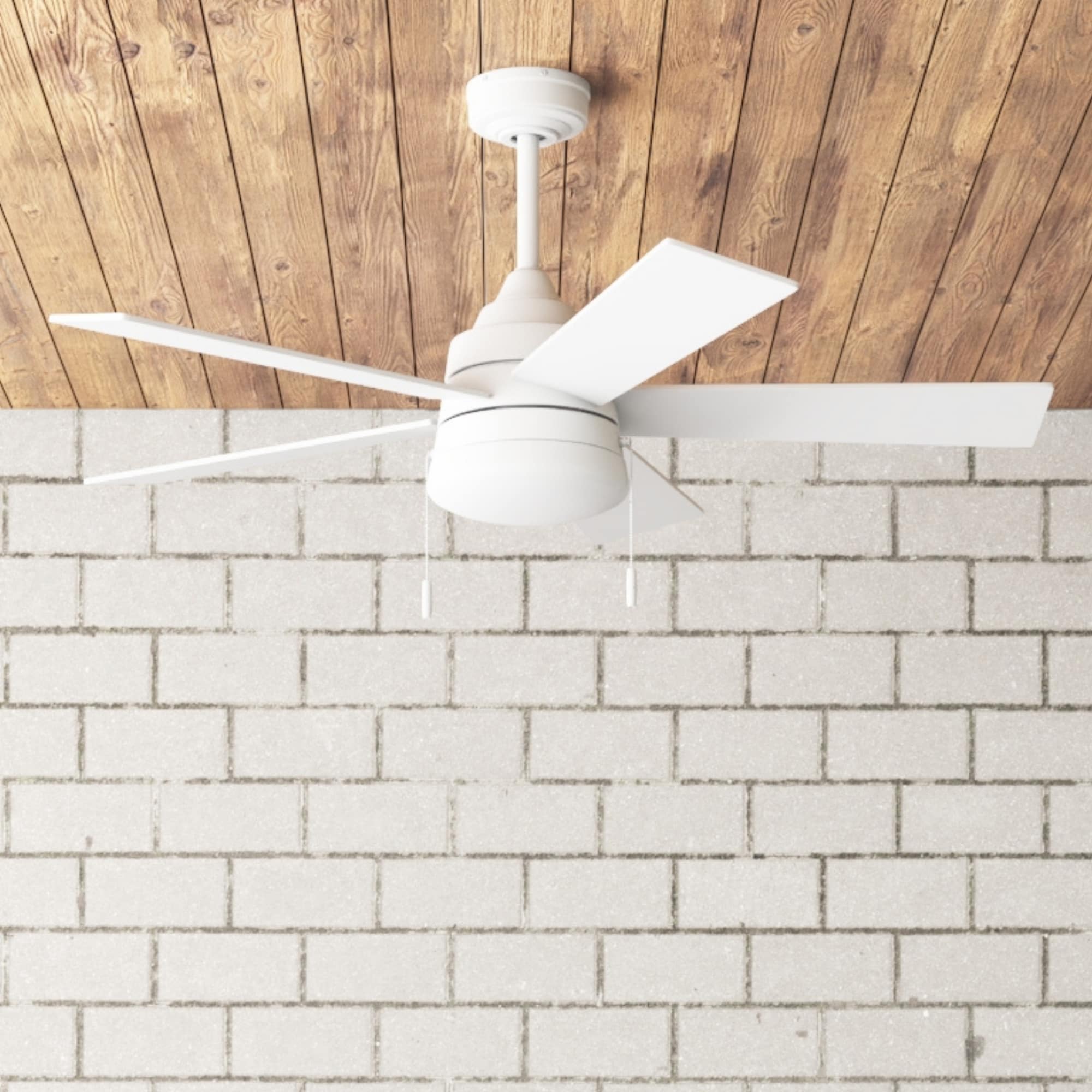 Kennerly 44-in Integrated LED Outdoor White with White/Gray Wash Blades Ceiling Fan With Light ( 5 -Blade )