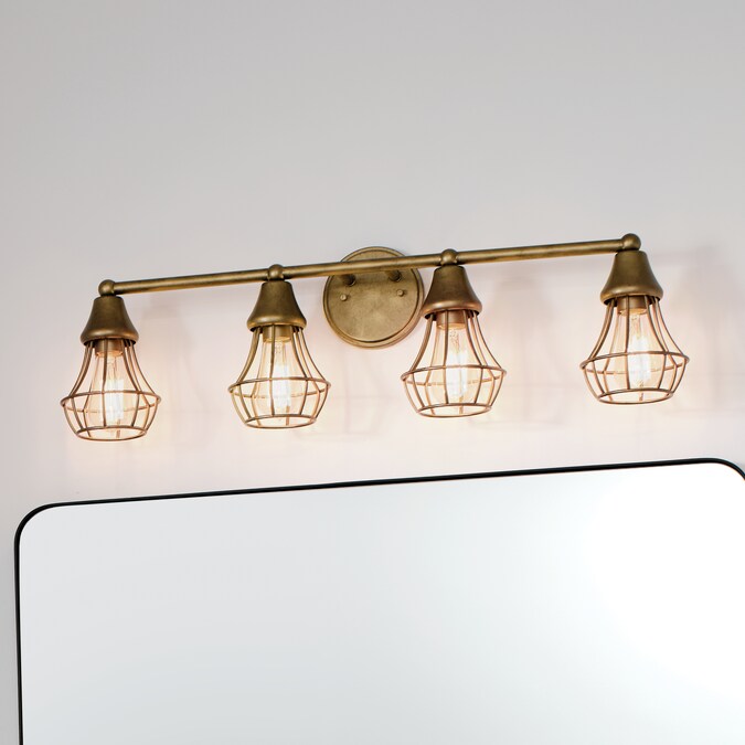 Kichler Bayley 30.5-in 4-Light Gold Industrial Vanity Light