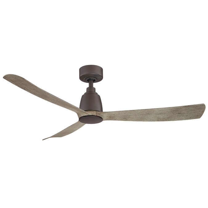 Fanimation Kute 52-in Matte Greige with Weathered Wood Blades Indoor/Outdoor Smart Propeller Ceiling Fan Light Kit Compatible and Remote (3-Blade)