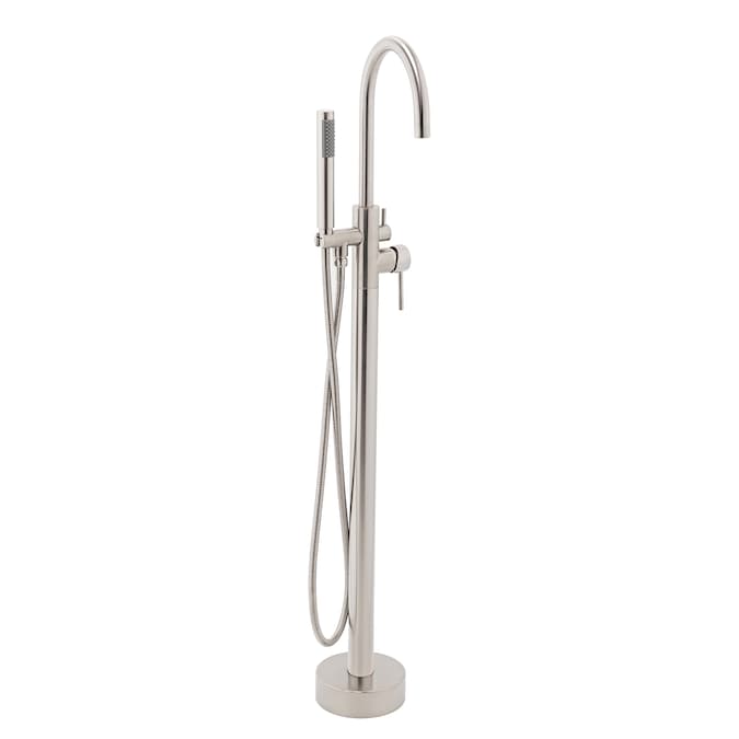 AKDY Brush Nickel 1-handle Freestanding High-arc Bathtub Faucet with Hand Shower (Valve Included)