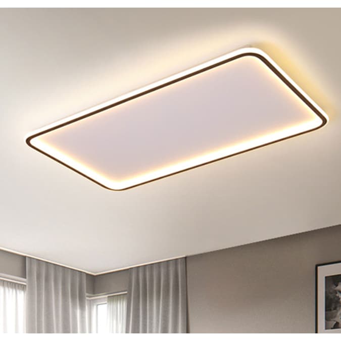 Oukaning 35.5-in Ultra-Thin Stepless Dimming 1-Light Brushed White LED Flush Mount Light