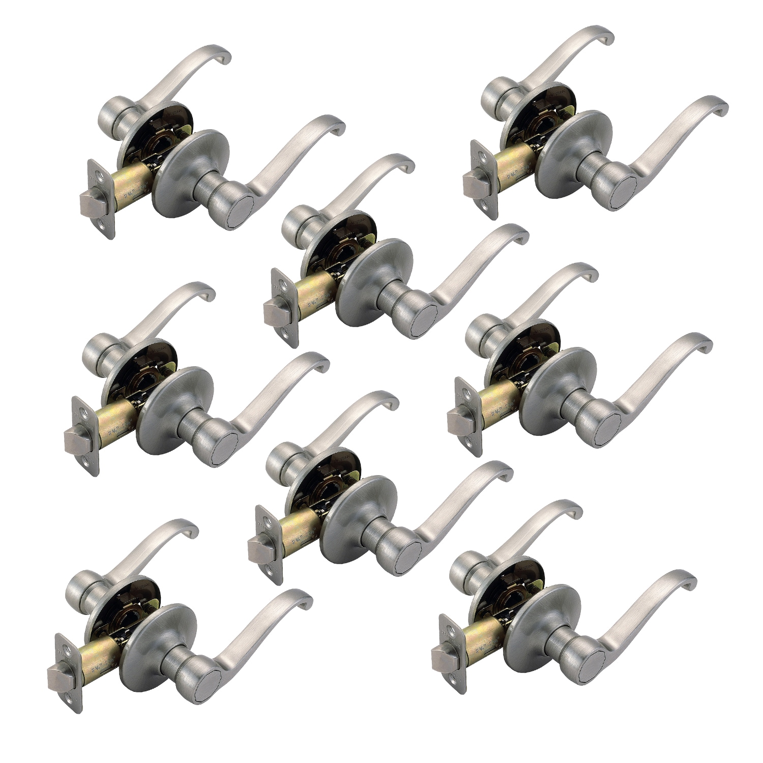 Scroll Scroll Satin Nickel Universal Interior Hall/Closet Passage Door Handle 8 -Pack