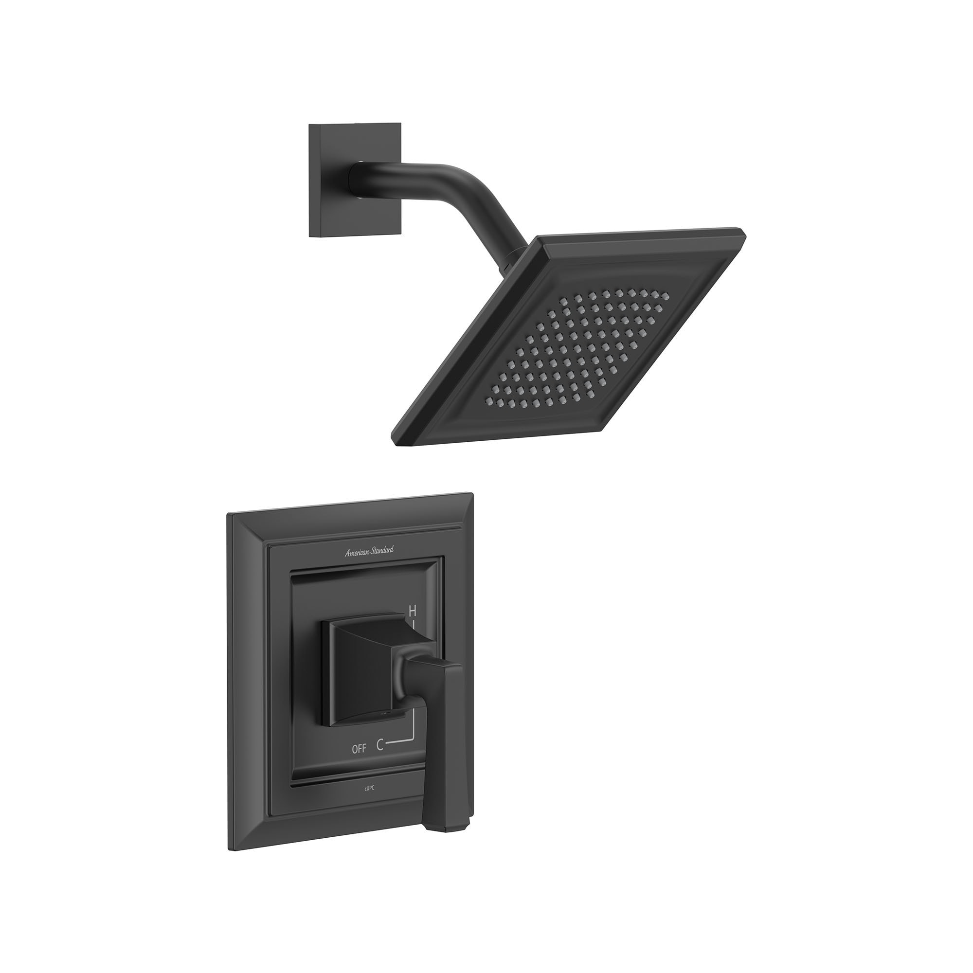 Town Square S Matte Black 1-handle Single function 11-Inches Square Shower Faucet