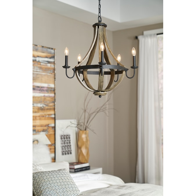 Kichler Merlot 5-Light Distressed Black Farmhouse Dry rated Chandelier