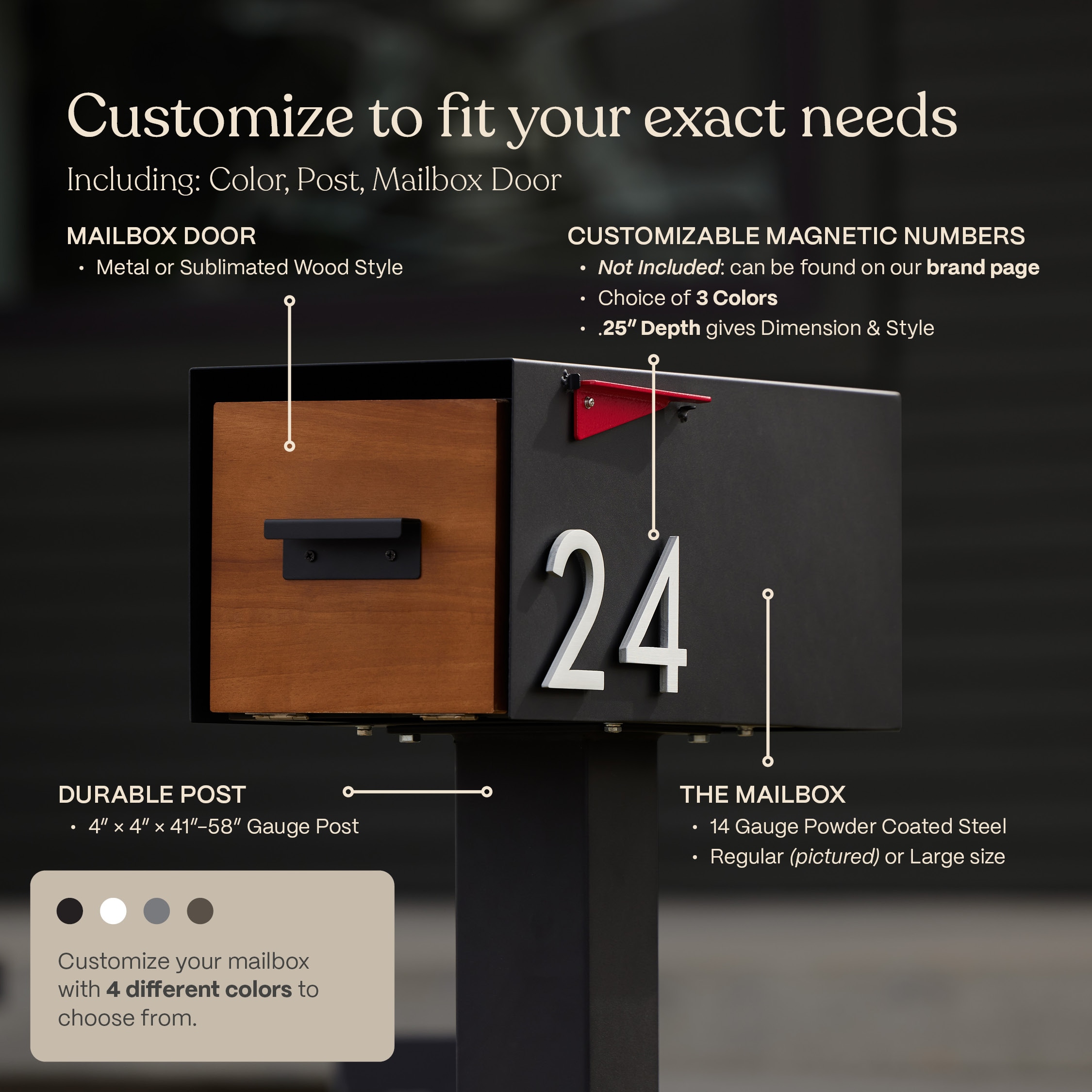 Post-Mounted Mailboxes 4 x 4 White Steel - Image 6