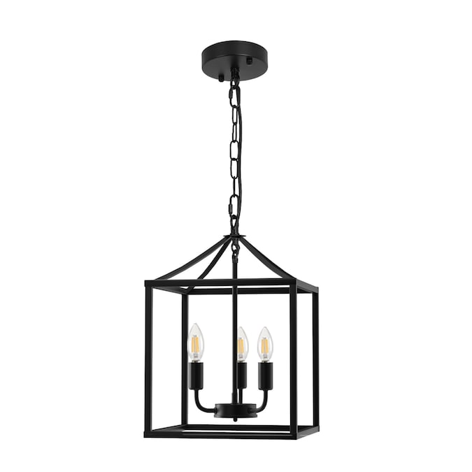 Z ZOSIMIO LIGHT Farmhouse Pendant Light 3-Light Black Farmhouse Lantern Led Cfl Medium Hanging Pendant Light